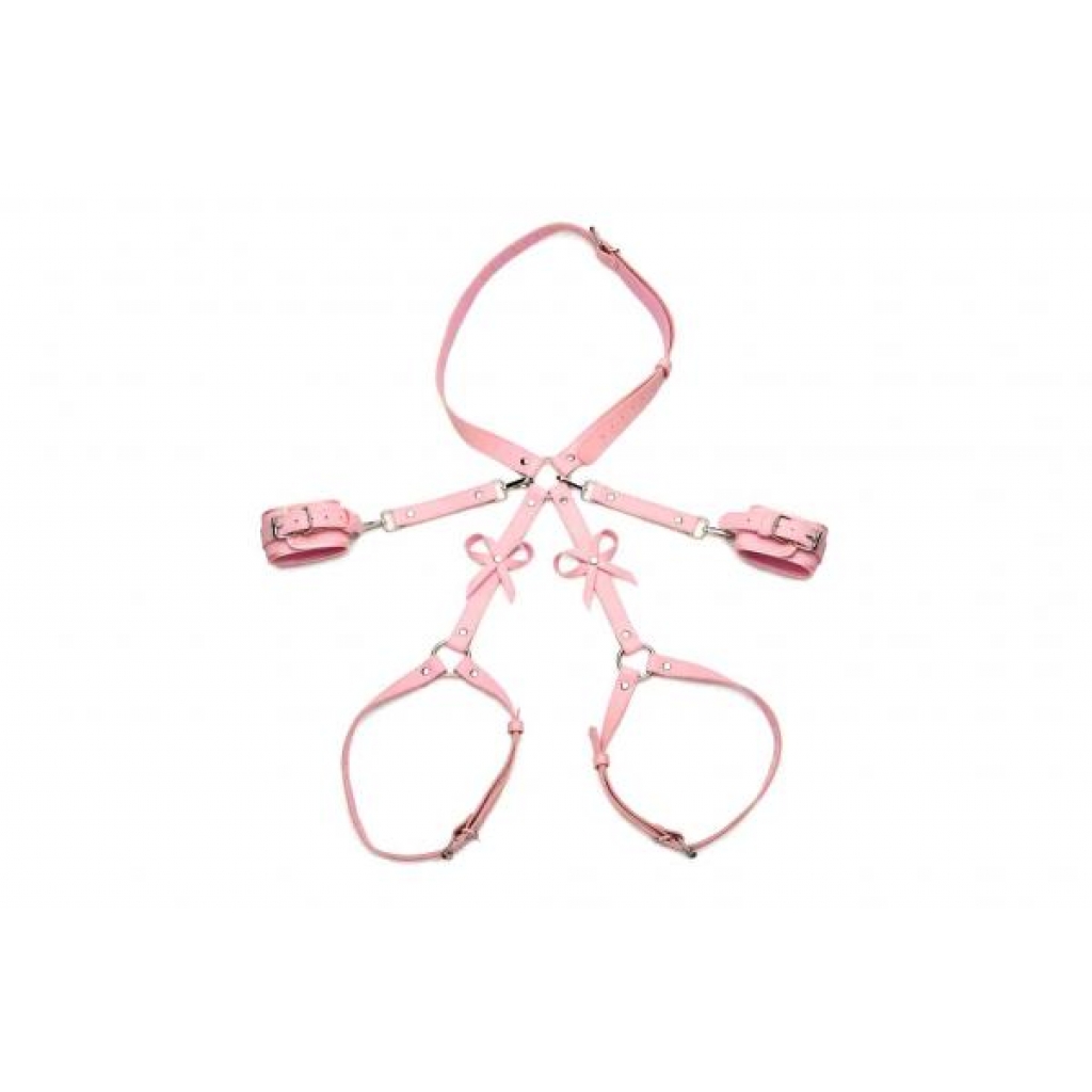 Strict Bondage Harness with Bows - Pink M/L