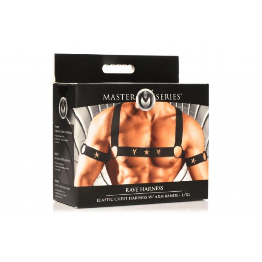 Master Series Elastic Chest Harness with Arm Bands - L/XL