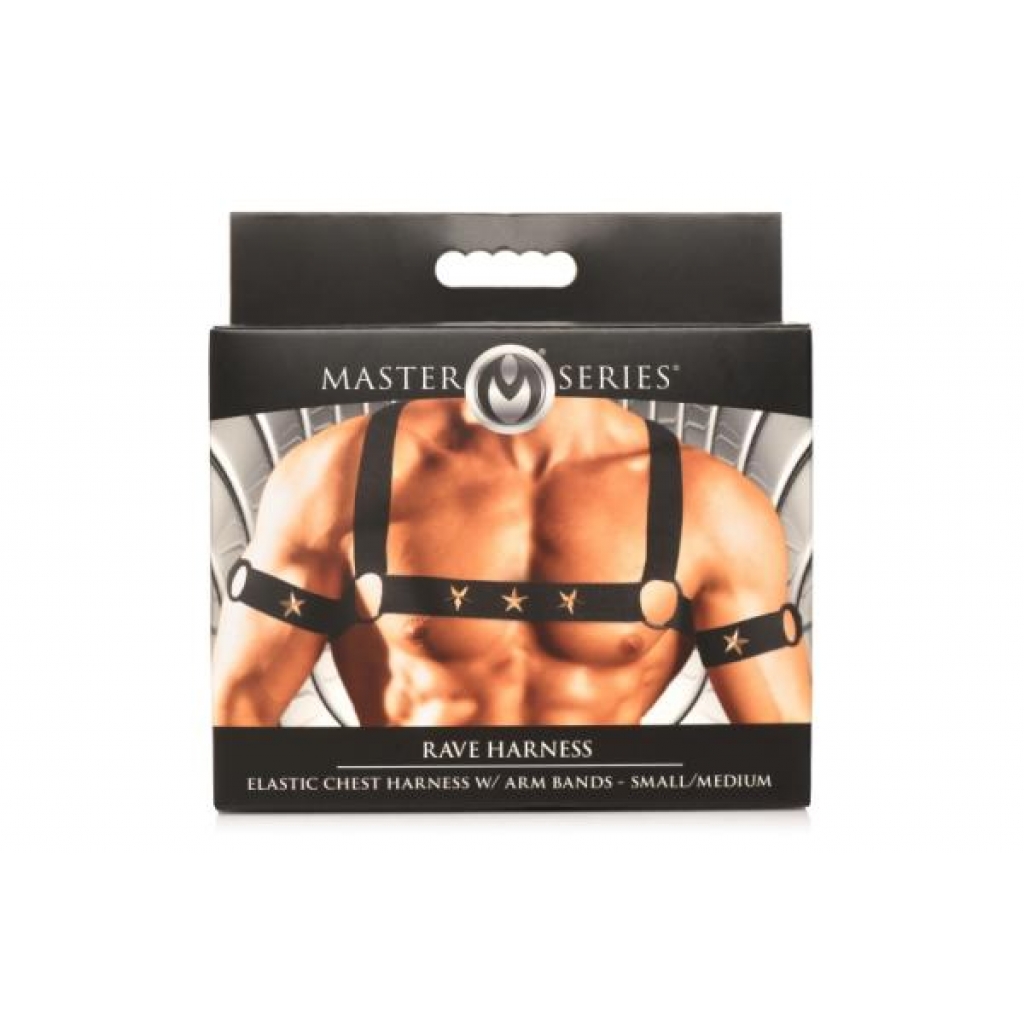 Master Series Elastic Chest Harness with Arm Bands – S/M